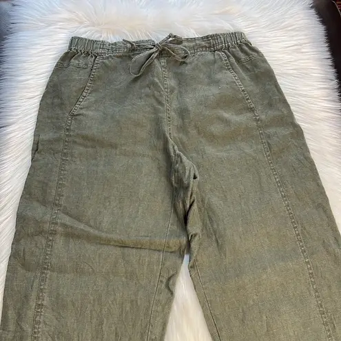 Orvis  Army Green High Rise Linen Pants