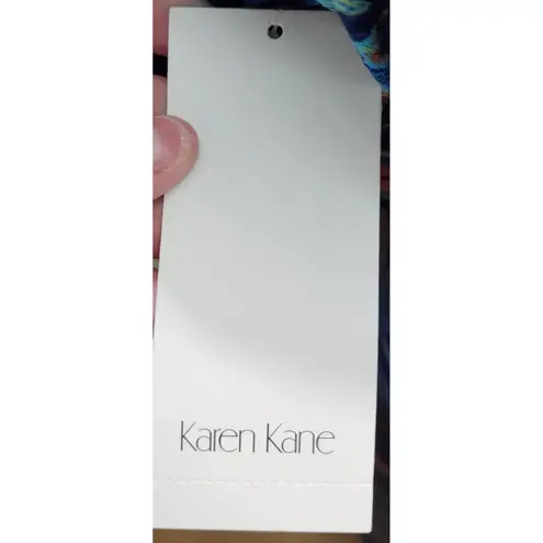 Karen Kane Art and Soul T Shirt Dress Blue Red Abstract Print Long Sleeve Size L - Image 4