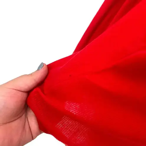 Balmain Red Cotton Ribbed Long Sleeve Scoop Neck Tee Shirt Size XL **Flawed