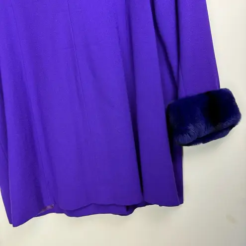 Vintage Lily & Taylor Couture Womens Wool Fox Fur Trim Jacket Coat Sz 18 Purple