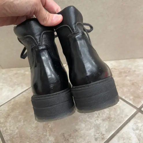 Avellini Made in Spain Leather Ankle Boots Women's Black Lace Up Size 40/usa 9