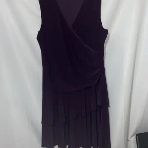Carmen Marc Valvo WO SIZE 22 Eggplant purple Asymmetrical Sheath Dress CLEAN
