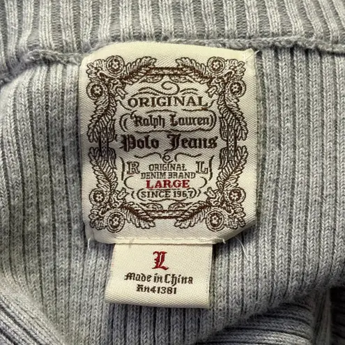 Polo Jeans Ralph Lauren Ribbed Half Zip Sweater Gray Women's Large Casual Retro