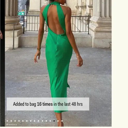 Meshki Claire Satin Drape Back Maxi Dress with slit in back (altered for petite)