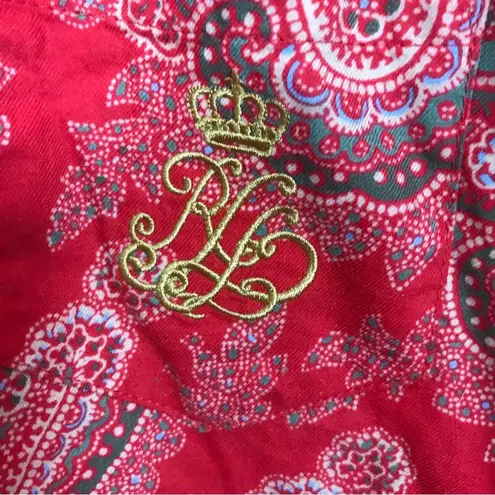 Ralph Lauren Lauren  PJ Top Red Button Up Sleepwear Paisley PM