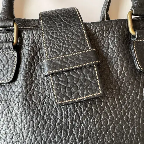 Cristian Large Black Italian Leather Double Handle Brief Travel Tote Work Bag