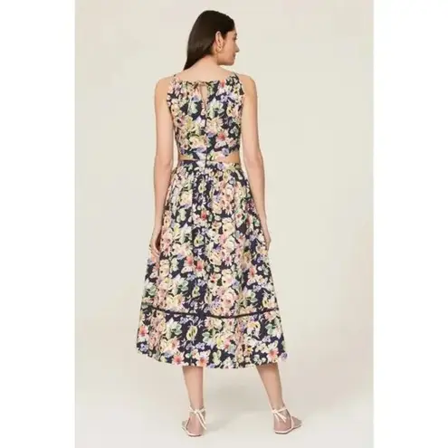 Something Navy Floral Cutout Sleeveless A-Line Midi Dress Size Small