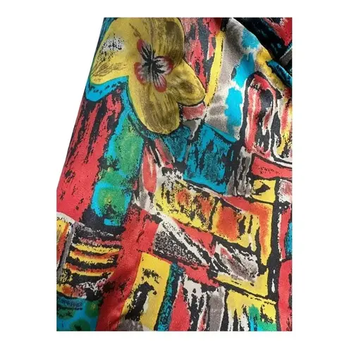 Vintage Braetan Colorful Floral Abstract Bomber Jacket // Size Medium Red