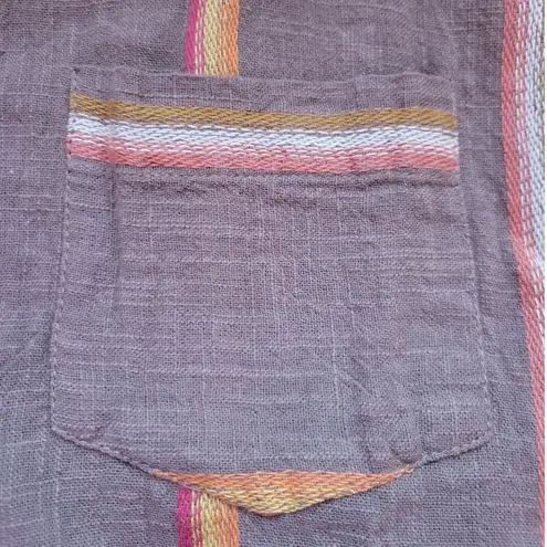 THML Embroidered Button Up Shirt Women's M Striped Boho Southwest Boxy Fit Retro