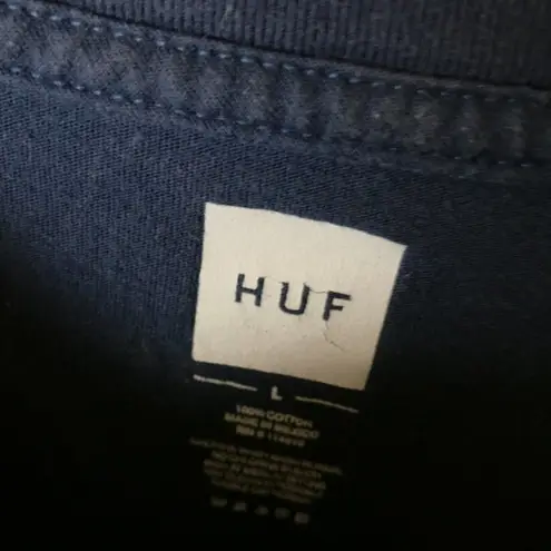 HUF T Shirt Camouflage Letter Double Sided Graphic Tee Short Sleeve L Size L