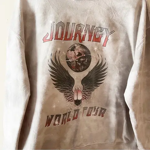Journey World Tour Pullover Sweatshirt Size XXL logo Tie Dye Light Gray