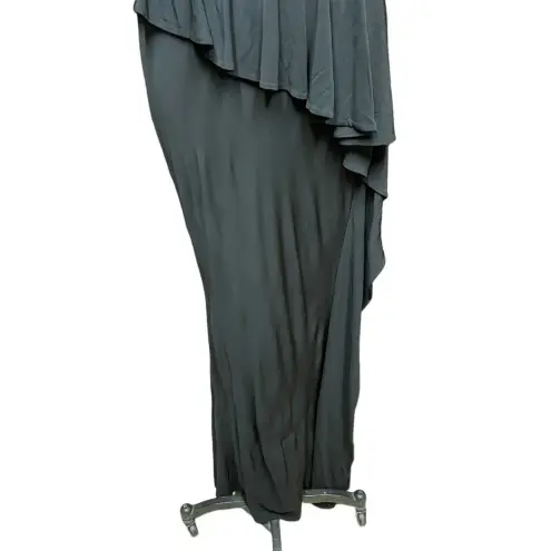 Rickie Freeman‎ Teri Jon Black Flutter Sleeve Ruffle Long Gown Size 8