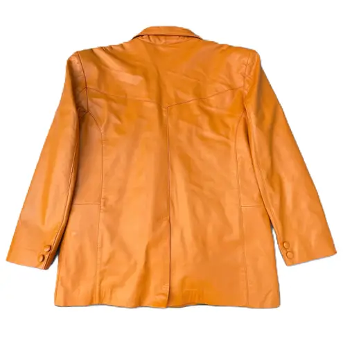 Vintage 90s Orange Parko Lamb Leather Blazer Jacket Size XL