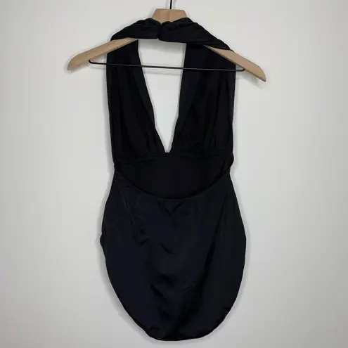 Norma Kamali Norma Kalama Halter Low Back Mio Swim One Piece Womens New Black XL