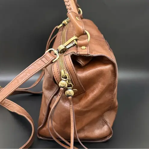 HOBO International Copula Woodlands Brown Leather Whipstitched Satchel Crossbody