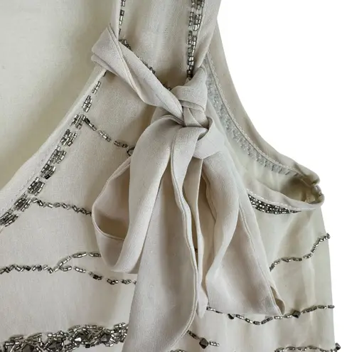 Just Black Cream Beaded Tank Blouse Small