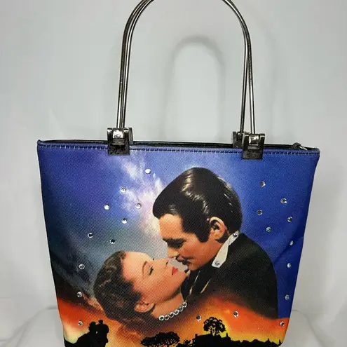 Vintage Gone with the Wind Purse Embellished with Rhinestones Blue