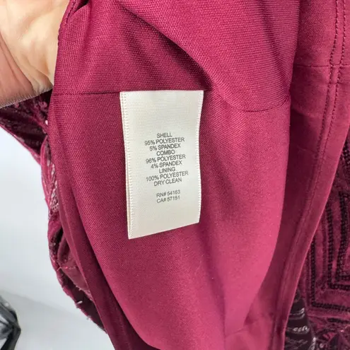 Eliza J Velvet Sequin Geometric Formal Party Cocktail Dress Burgundy Red Size 8