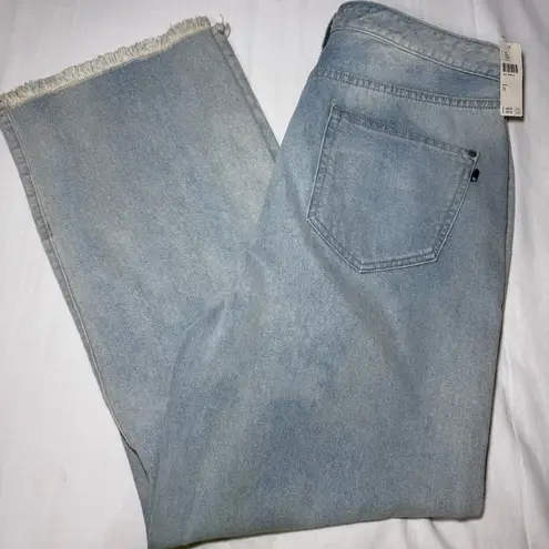 NWT Pilcro Women's Boho Grunge Wide Leg Fray Hem Denim Jeans Size 31 Cotton Blue