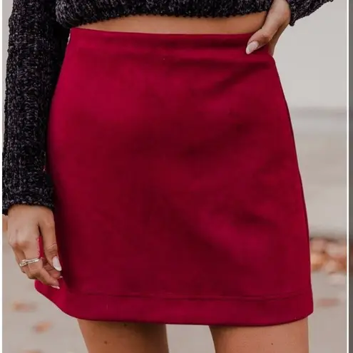 Pink Lily  faux suede a-line mini skirt women’s small maroon​