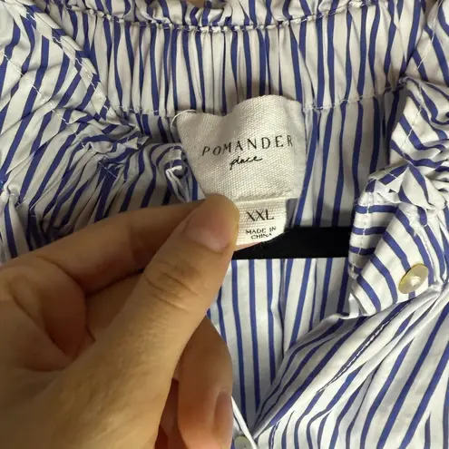 Tuckernuck POMANDER PLACE Blue Stripe Rae Blouse size xxl