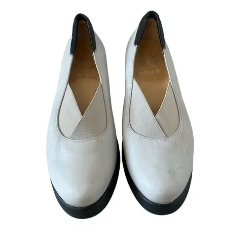 Ukies women’s platform loafers comfort slip on shoes gray leather size 8