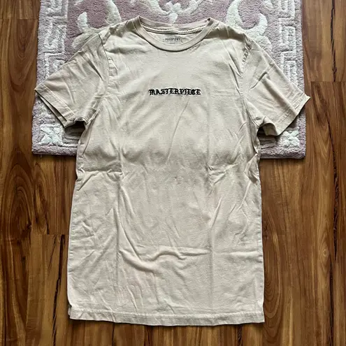 Passports Nude tan embroidered t-shirt “ Masterpiece “ Passport brand S