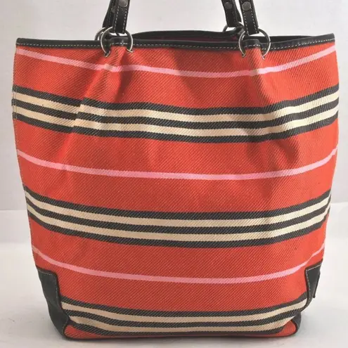 Burberry Blue Label Striped Red Tote Bag EUC