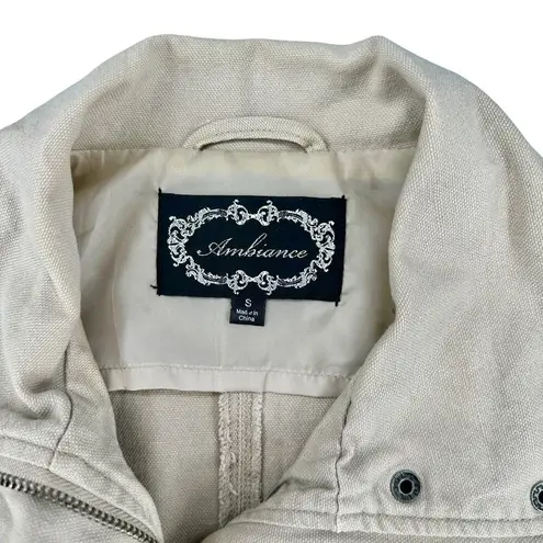 Vintage Y2K Ambiance Mid Length Trench Jacket Tan Khaki Color Cinched Waist S