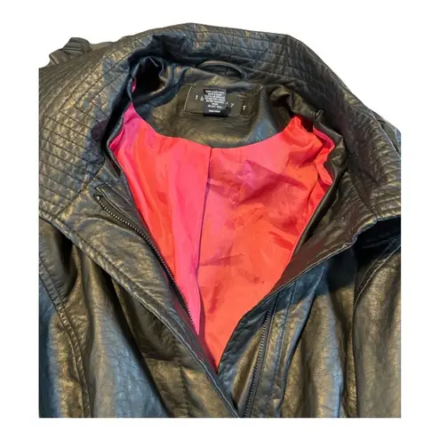 Therapy Black Faux Leather Belted Trench Coat Jacket Collar Women Size 14/16 Size 1X