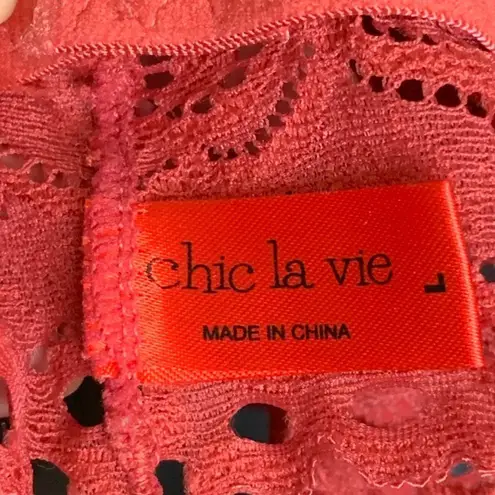 Chic La Vie Dark Coral Lace Bralette (L) Size L
