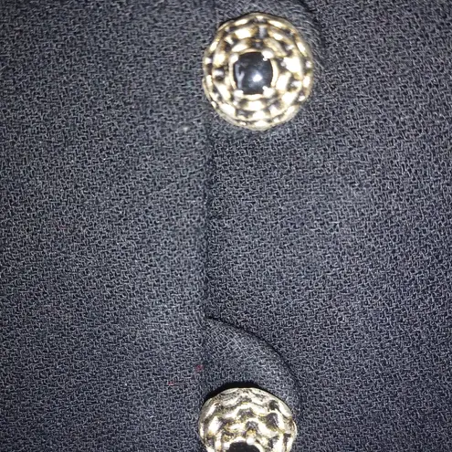 Kasper 12 Black Long Lined Dress Suit Jacket Funeral Gold