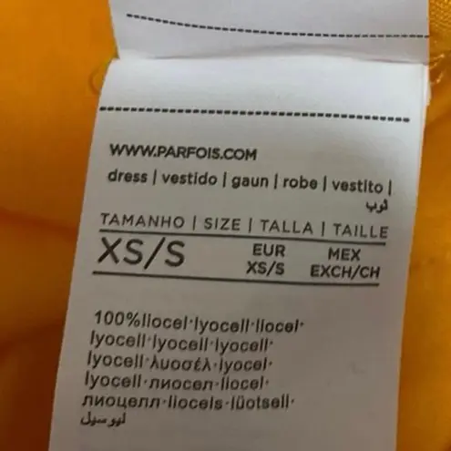 NEW Parfois Yellow Orange Short Sleeve Button Up Midi Shirt Dress Size XS/S