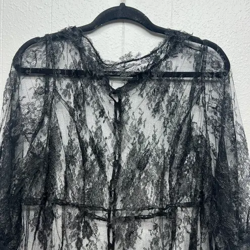 Women's Gothcore Whimsygoth Mystical Emo Babydoll Relaxed Black Lace Top Medium