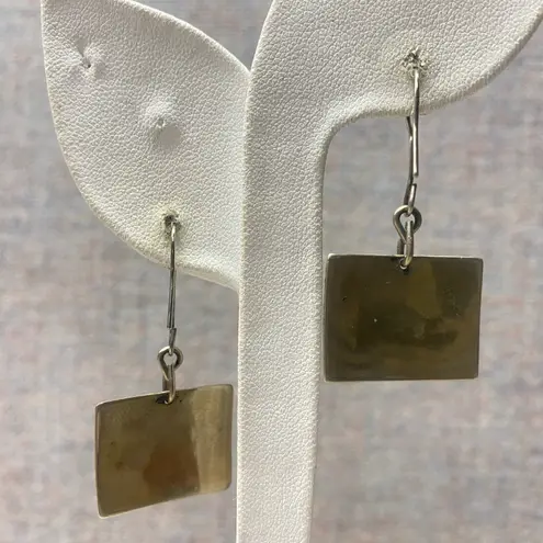 Unique Bat Wings Design Square Dangle Drop Earrings Gothic Grunge Mystical Gold