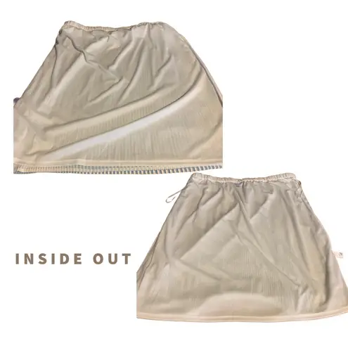 VINTAGE VICKI WAYNE BABY BLUE & WHITE ACCORDION PLEAT ELASTIC WAIST SKIRT (XL)