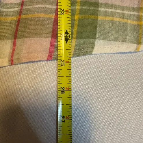 Time & Tru Plaid Button Up Top Long Sleeve Peplum Cinched Waist Bohemian Style # Pink Size 16