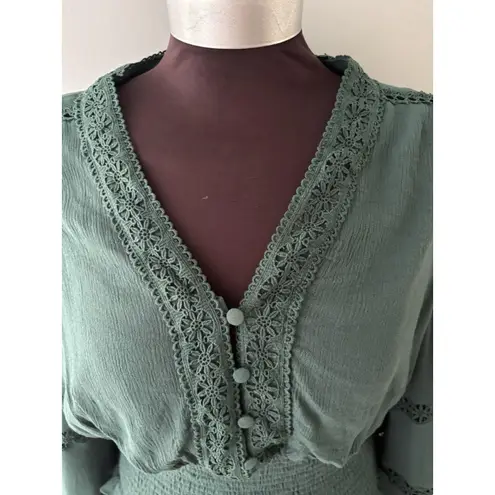 Scarlet Darkness Top Size Large Green Peasant Dark Romance Renaissance Goth