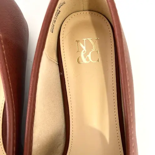 New York & Company Harleigh Square Toe Loafers Classic Minimalist Casual 8.5 Brown