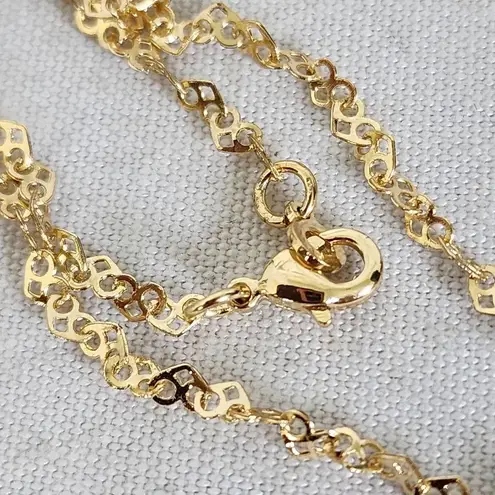 Gold Filled Heart Link Chain Necklace with Paw Print Heart Charm Pendant