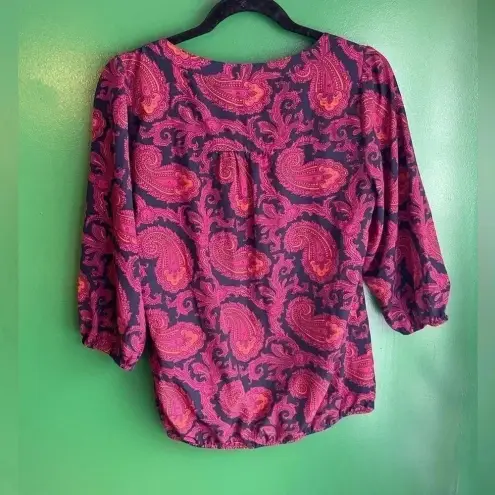 Loft ‎ Lightweight 3/4 Sleeve Blouse Paisley Cute! Size Small EUC!