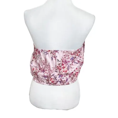 Cami NYC NWT Dedrah Bow Floral Strapless Crop Top Pink Linen Women’s Size Small