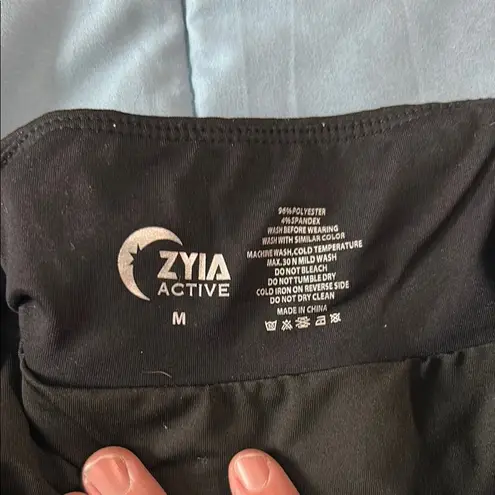 Zyia Black and Gray Athletic Shorts with Elastic Waistband