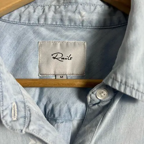 Rails Light Blue Chambray Arrow Long Sleeve Lyocell Button-Up Shirt Size Medium