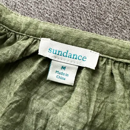 Sundance Green Lace Crinkle Blouse Top Medium