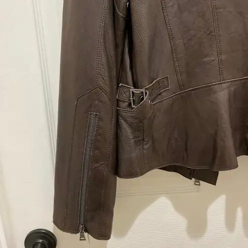 Marc New York Dark Brown Leather Bomber Jacket Medium