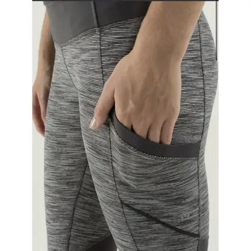 Lululemon  Crop pants leggings size 8 black gray Run For Fun athletic wear