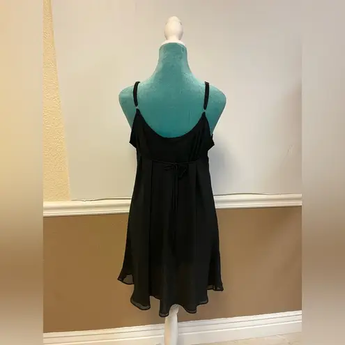 Oscar de la Renta Vintage Pink Label Black Chiffon Floral Beaded Nightgown