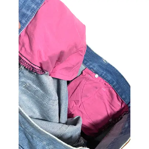 IZOD Distressed Bootcut Jeans Womens 16 Pink Green Ripped Y2K Grunge Boho NWT