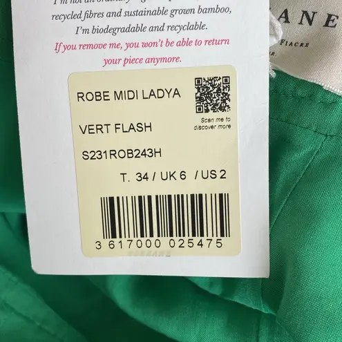 Sézane  Ladya green eyelet open back midi dress 2 NWT